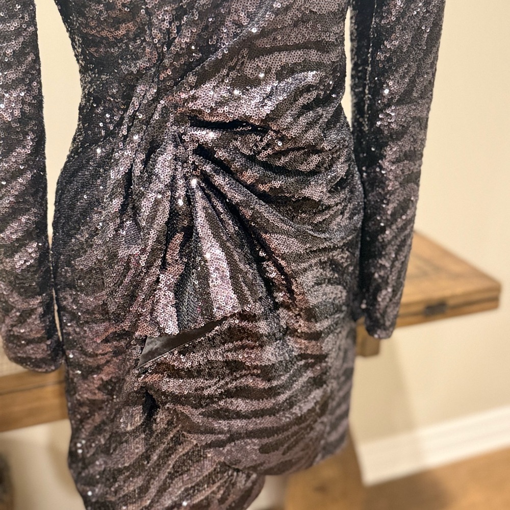 NWOT Parker Black Sequin Long Sleeve Dress - Picture 2 of 7